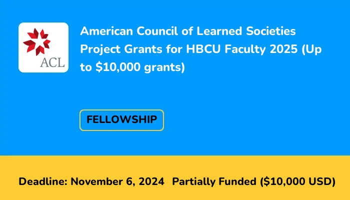 American Council Of Learned Societies Project Grants For HBCU Faculty ...