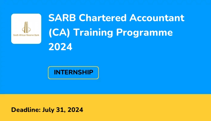 SARB Chartered Accountant (CA) Training Programme 2024