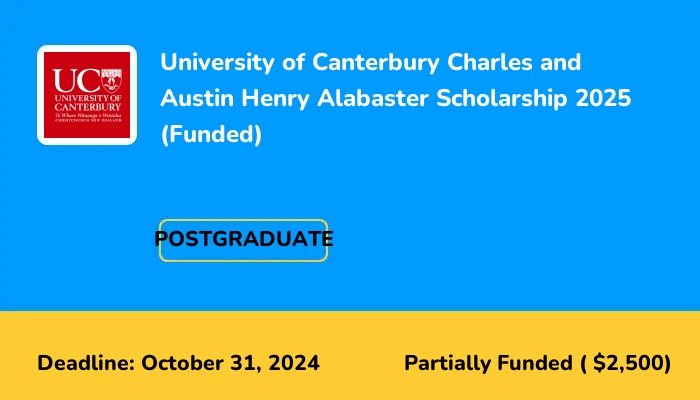 University of Canterbury Charles and Austin Henry Alabaster Scholarship ...